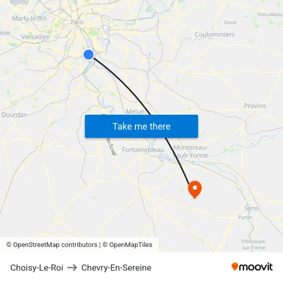 Choisy-Le-Roi to Chevry-En-Sereine map