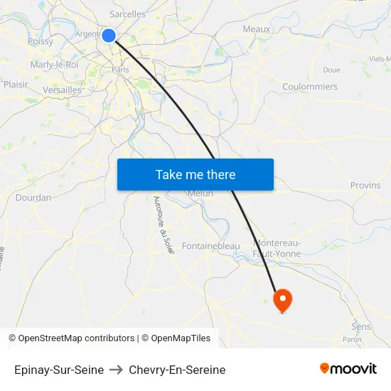 Epinay-Sur-Seine to Chevry-En-Sereine map