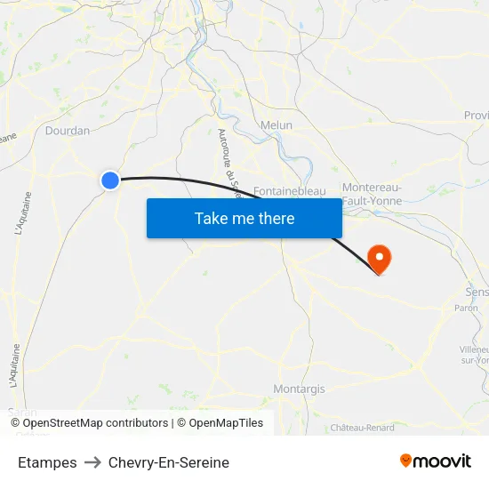 Etampes to Chevry-En-Sereine map
