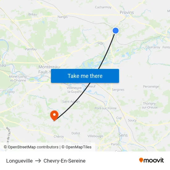 Longueville to Chevry-En-Sereine map