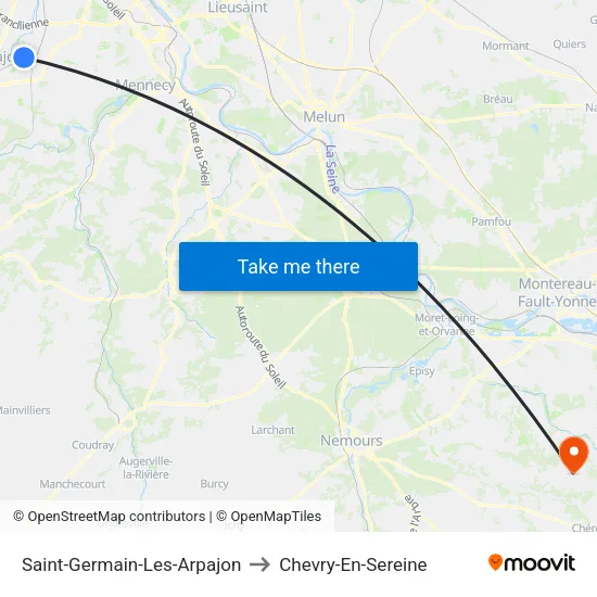 Saint-Germain-Les-Arpajon to Chevry-En-Sereine map
