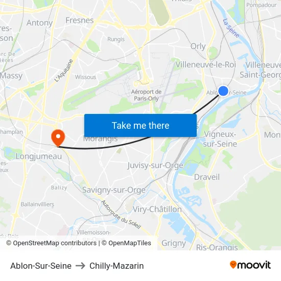 Ablon-Sur-Seine to Chilly-Mazarin map