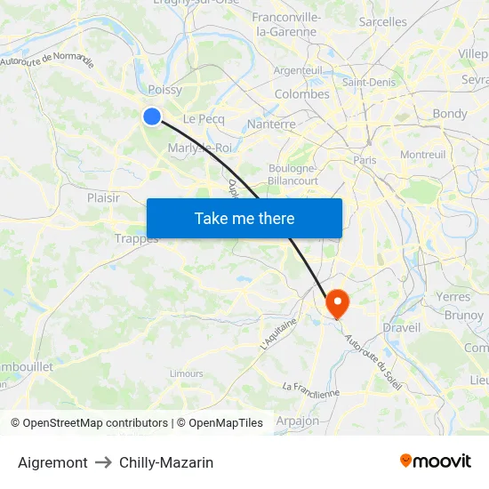 Aigremont to Chilly-Mazarin map