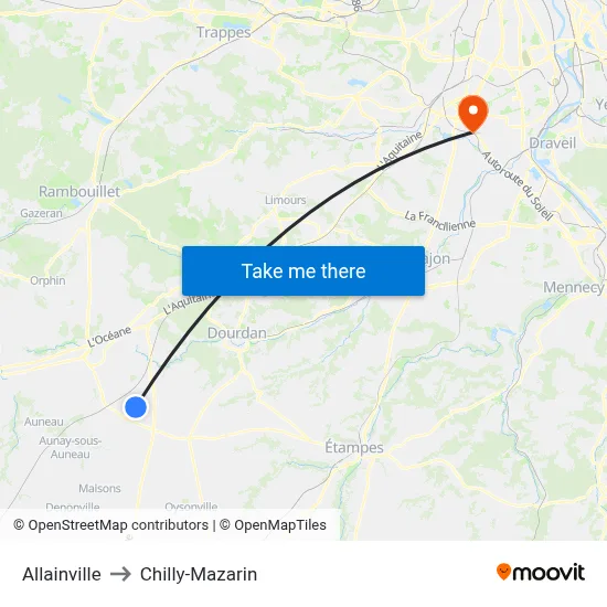 Allainville to Chilly-Mazarin map