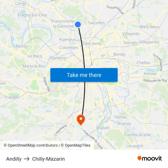 Andilly to Chilly-Mazarin map