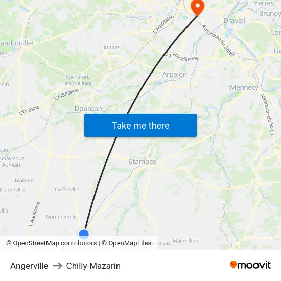 Angerville to Chilly-Mazarin map