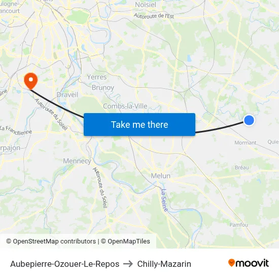 Aubepierre-Ozouer-Le-Repos to Chilly-Mazarin map