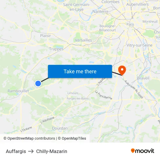 Auffargis to Chilly-Mazarin map
