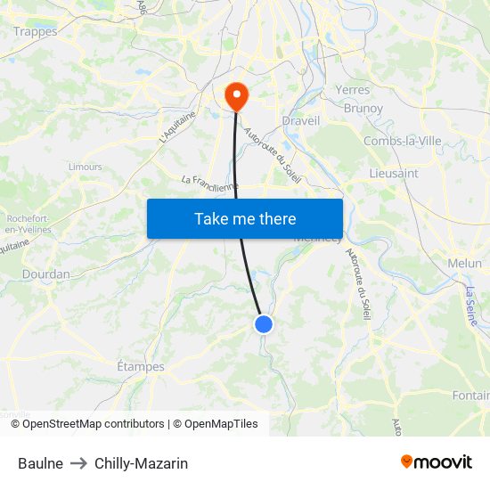 Baulne to Chilly-Mazarin map