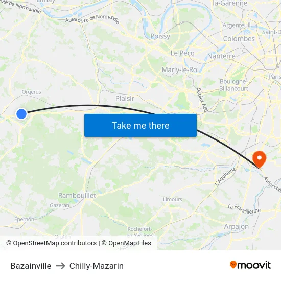 Bazainville to Chilly-Mazarin map