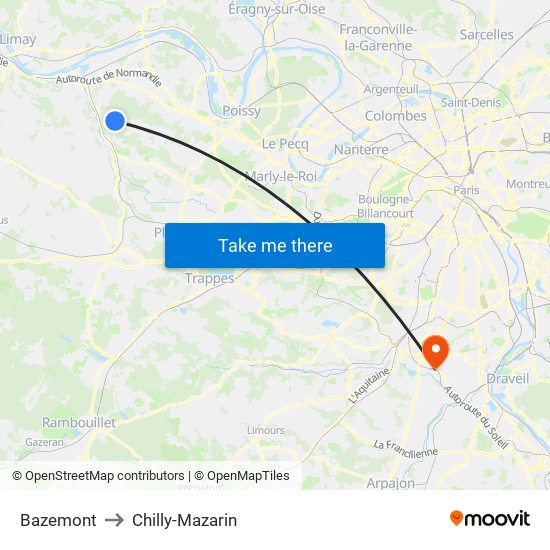 Bazemont to Chilly-Mazarin map