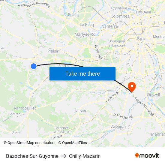 Bazoches-Sur-Guyonne to Chilly-Mazarin map