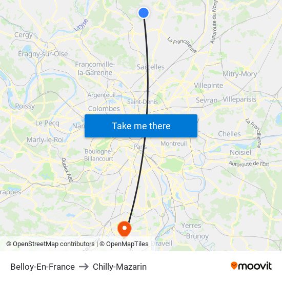 Belloy-En-France to Chilly-Mazarin map