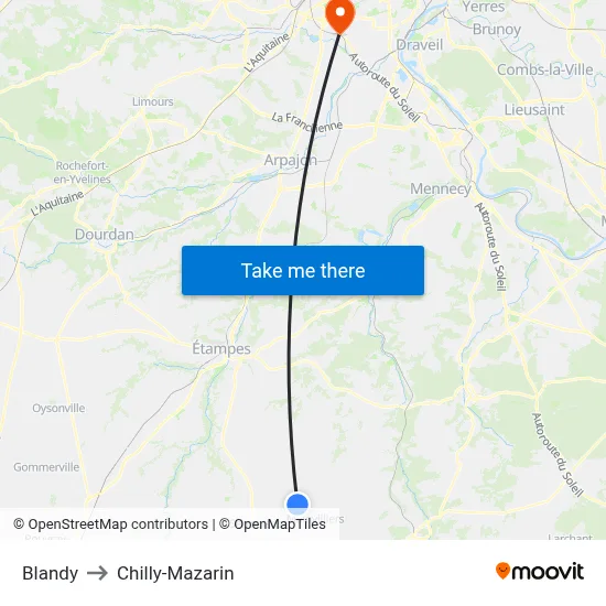 Blandy to Chilly-Mazarin map