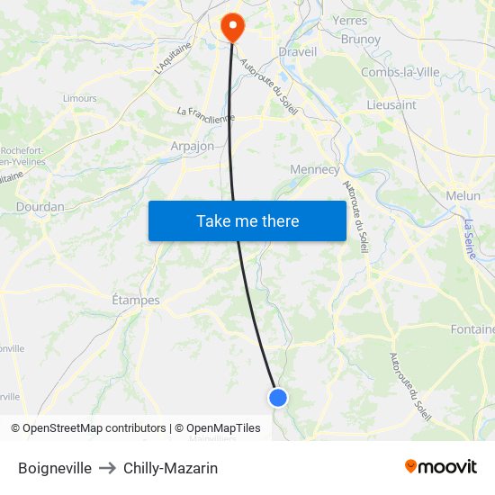 Boigneville to Chilly-Mazarin map