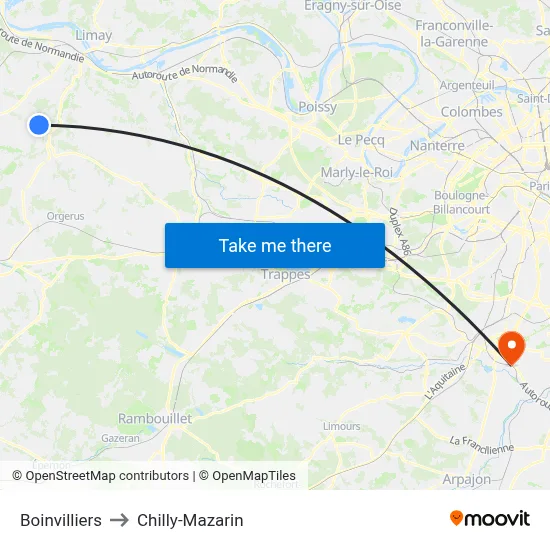 Boinvilliers to Chilly-Mazarin map