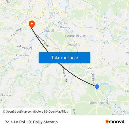 Bois-Le-Roi to Chilly-Mazarin map