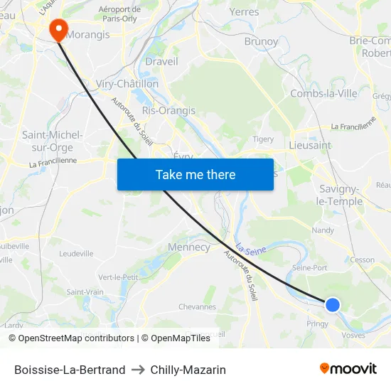 Boissise-La-Bertrand to Chilly-Mazarin map