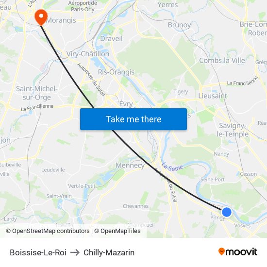 Boissise-Le-Roi to Chilly-Mazarin map