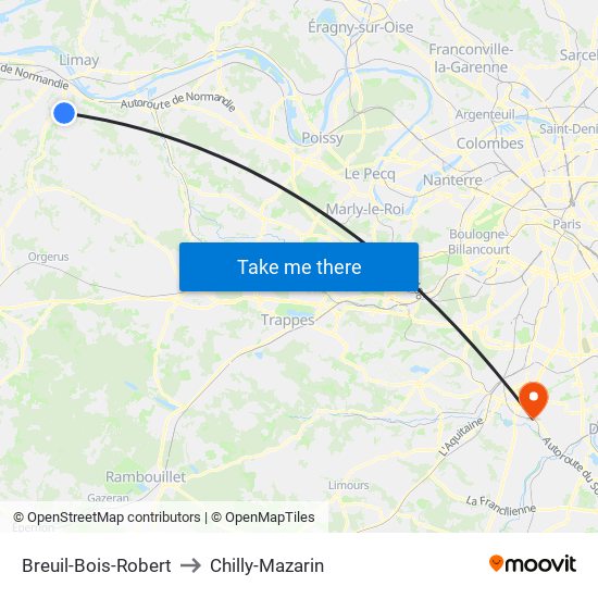 Breuil-Bois-Robert to Chilly-Mazarin map