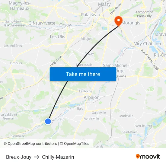 Breux-Jouy to Chilly-Mazarin map