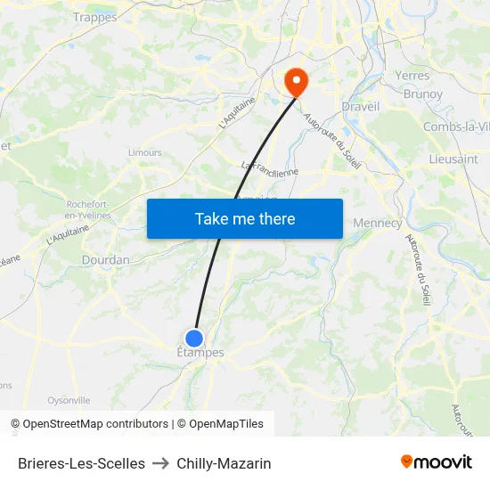 Brieres-Les-Scelles to Chilly-Mazarin map