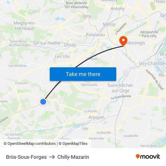 Briis-Sous-Forges to Chilly-Mazarin map