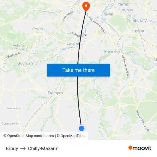 Brouy to Chilly-Mazarin map