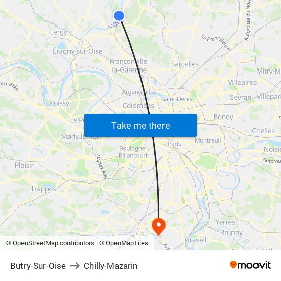 Butry-Sur-Oise to Chilly-Mazarin map