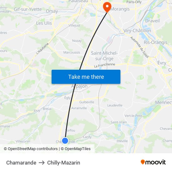 Chamarande to Chilly-Mazarin map