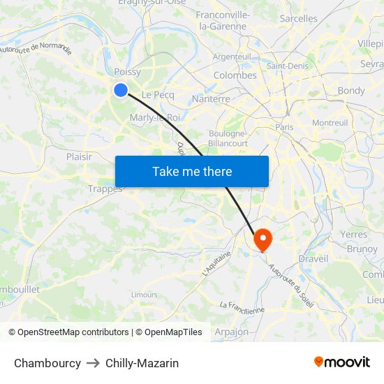 Chambourcy to Chilly-Mazarin map