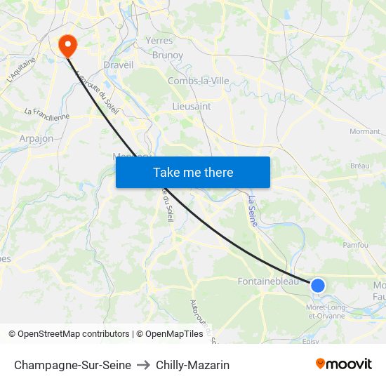 Champagne-Sur-Seine to Chilly-Mazarin map