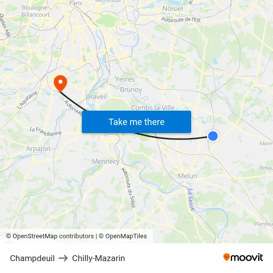 Champdeuil to Chilly-Mazarin map