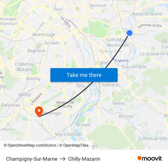 Champigny-Sur-Marne to Chilly-Mazarin map