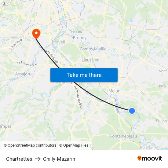 Chartrettes to Chilly-Mazarin map