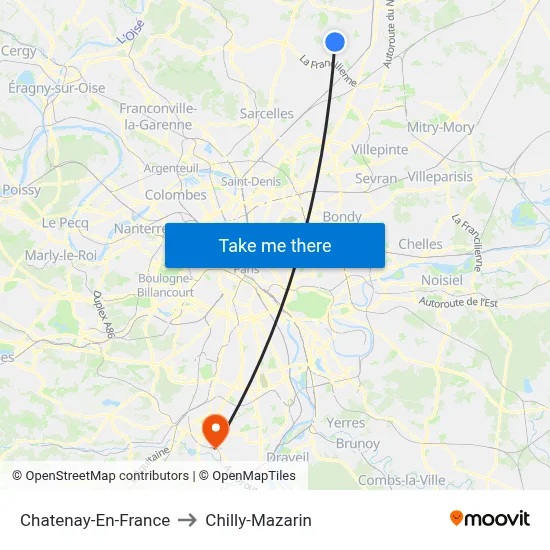 Chatenay-En-France to Chilly-Mazarin map