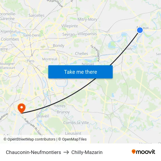 Chauconin-Neufmontiers to Chilly-Mazarin map
