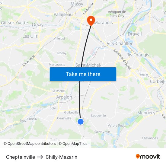Cheptainville to Chilly-Mazarin map