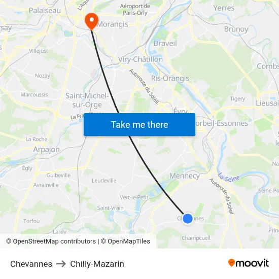 Chevannes to Chilly-Mazarin map