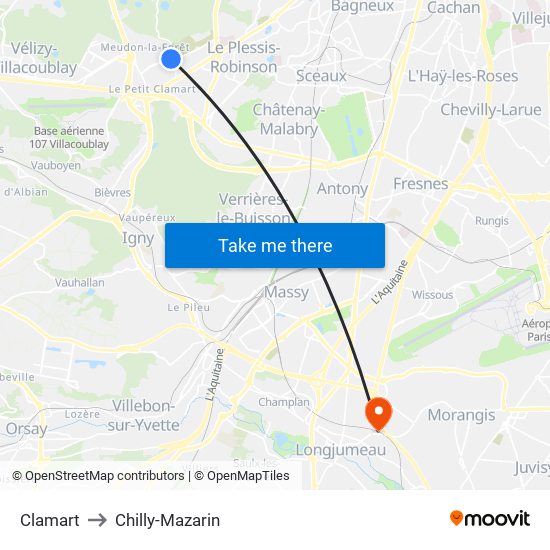 Clamart to Chilly-Mazarin map