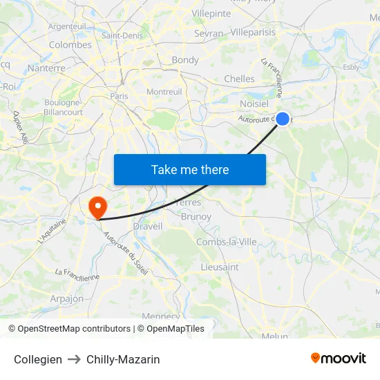 Collegien to Chilly-Mazarin map