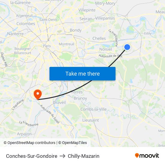 Conches-Sur-Gondoire to Chilly-Mazarin map