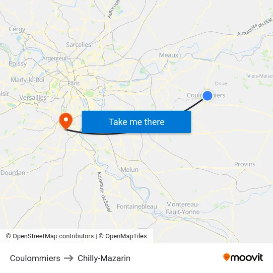 Coulommiers to Chilly-Mazarin map
