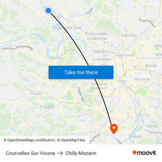 Courcelles-Sur-Viosne to Chilly-Mazarin map