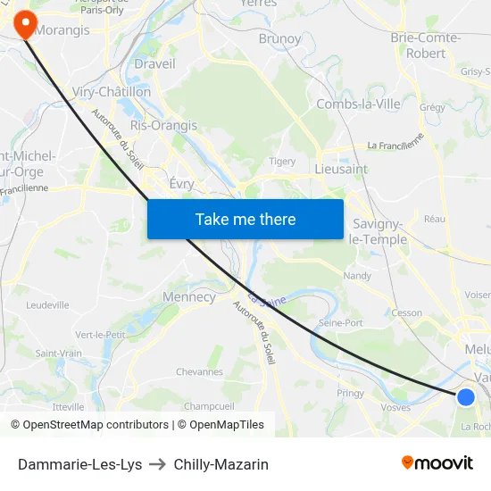 Dammarie-Les-Lys to Chilly-Mazarin map