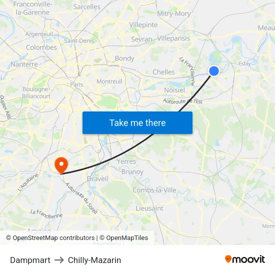 Dampmart to Chilly-Mazarin map