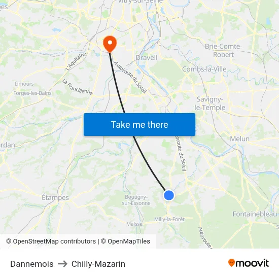 Dannemois to Chilly-Mazarin map