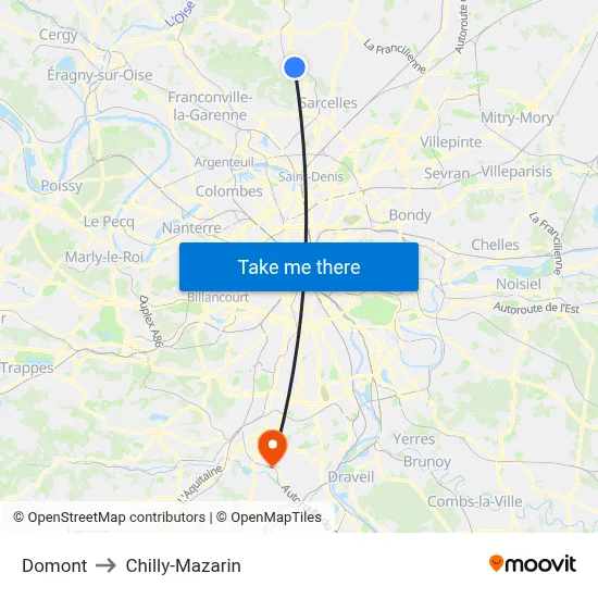 Domont to Chilly-Mazarin map