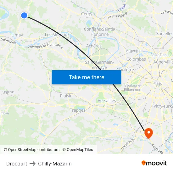 Drocourt to Chilly-Mazarin map