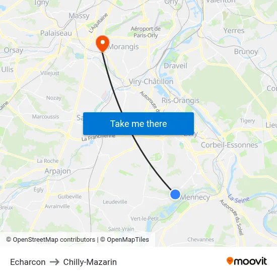Echarcon to Chilly-Mazarin map